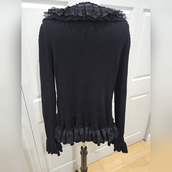 Dolls Killl Widow Celestial Darkness Knit Top Cardigan Sweater Black Lace XXL - Picture 3 of 9